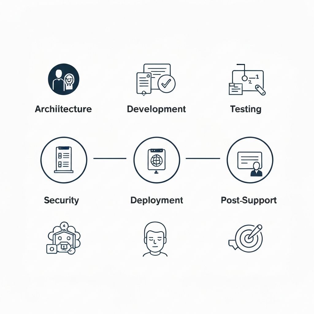 Visual representation of the 8-phase startup development workflow with Codex